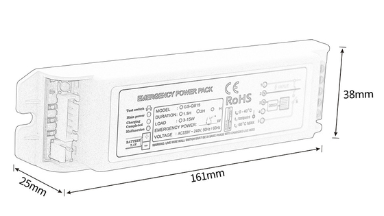 300V acil durum aydınlatma kiti Tam güç GS-Q815 Değiştiricisi 10W acil durum Inverter Temizlik Tipi