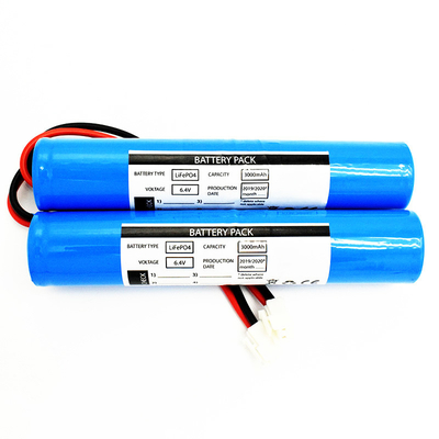 LiFePO4 batarya paketi 2x26650 3000mAh 6.4V baston tipi (Konnektör JST VH-2P, UL1015 18 #, telin uzunluğu 150mm)