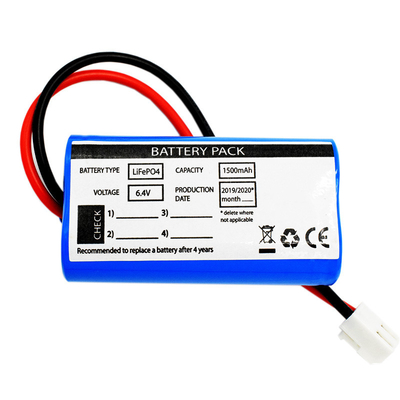 Acil durum güneş ışığı yan yana kullanım Tipi LiFePO4 1500mAh 6.4 Volt piller