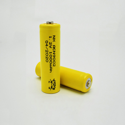 Sarı PVC 1.2 V Nicd Pil Hücreleri Şarj Edilebilir AA1000mAh Çubuk Tipi