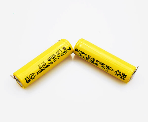 16.6g 1.2 V Ni Cd Pil Şarj Edilebilir Sarı PVC AA600mAh