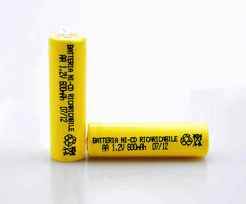 16.6g 1.2 V Ni Cd Pil Şarj Edilebilir Sarı PVC AA600mAh